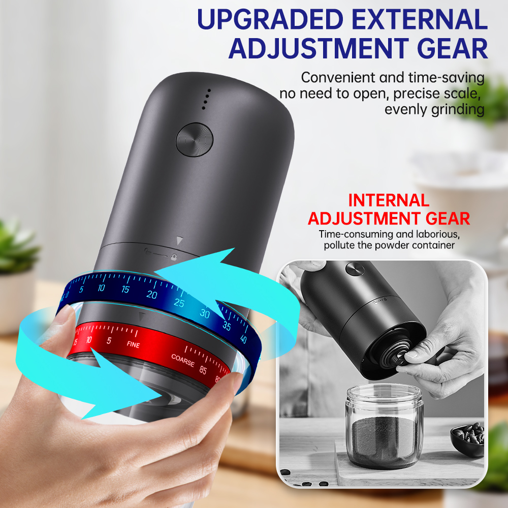 Coffee Extraction Equipment - เครื่องบดเมล็ดกาแฟไฟฟ้าแบบพกพา USB ปรับระดับได้ 40 ระดับ เครื่องชงกาแฟขนาดเล็กแบบชาร์จไฟได้สำหรับใช้ในครัวเรือน