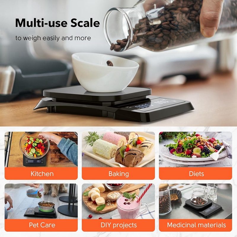 Scale Drip Timer - ABXF-1 ชิ้นเครื่องชั่งกาแฟดิจิตอลพร้อมตัวจับเวลา-Espresso ScaleพลาสติกสีดําสําหรับTour Over Drip Maker