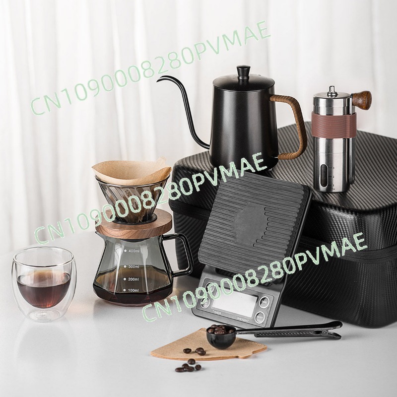 Coffee Equipment Gift Set - ชุดกาแฟดริปแบบพกพา สำหรับตั้งแคมป์กลางแจ้ง พร้อมอุปกรณ์ครบชุดในกล่องของขวัญแบบกระเป๋าเดินทาง
