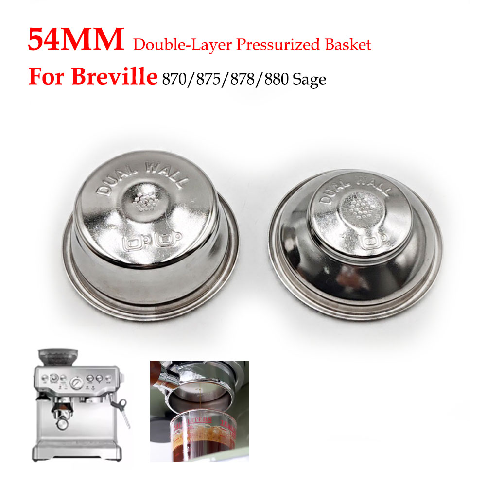 Coffee Extraction Equipment - 54 มม.Dual-Layer แรงดันตะกร้ากรอง (Dual/ถ้วยเดียว) สแตนเลสสําหรับ Breville
