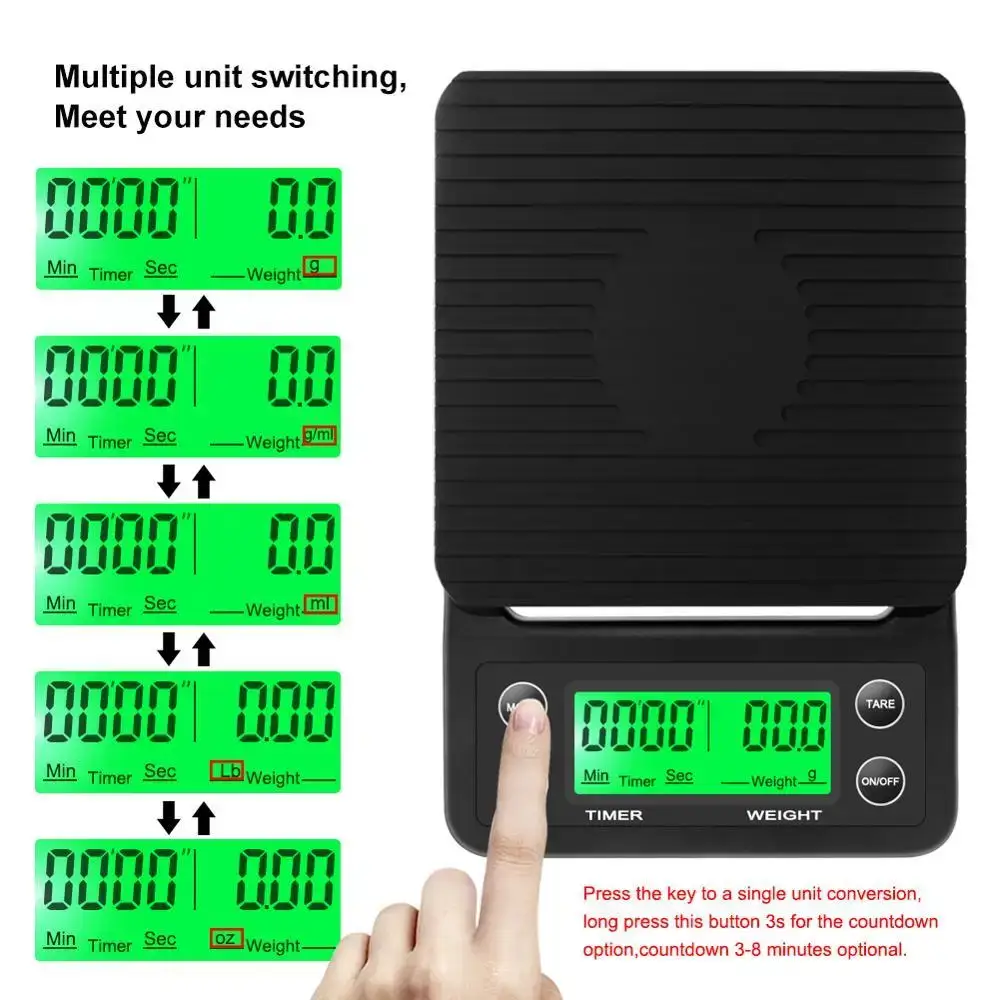 เครื่องชั่งกาแฟแบบหยด 3 กก./0. - Scale Drip Timer บทวิจารณ์และราคา