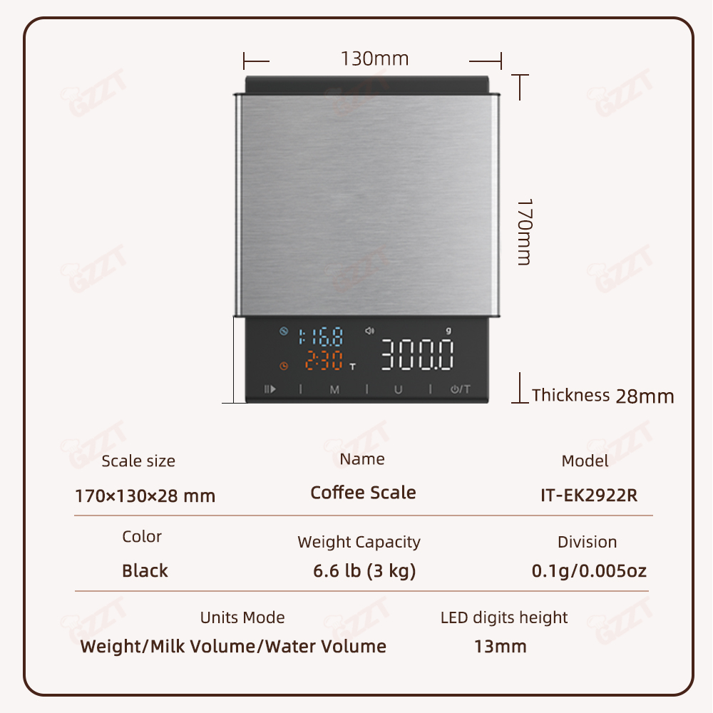 GZZT 22R Digital Kitchen Coffe - Scale Drip Timer บทวิจารณ์และราคา