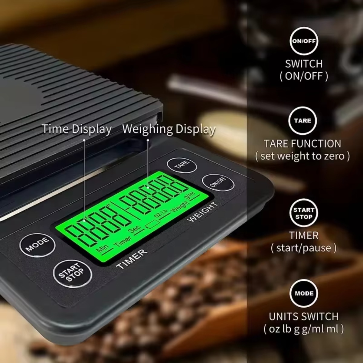 เครื่องชั่งกาแฟแบบดิจิตอล 3 กก - Scale Drip Timer บทวิจารณ์และราคา